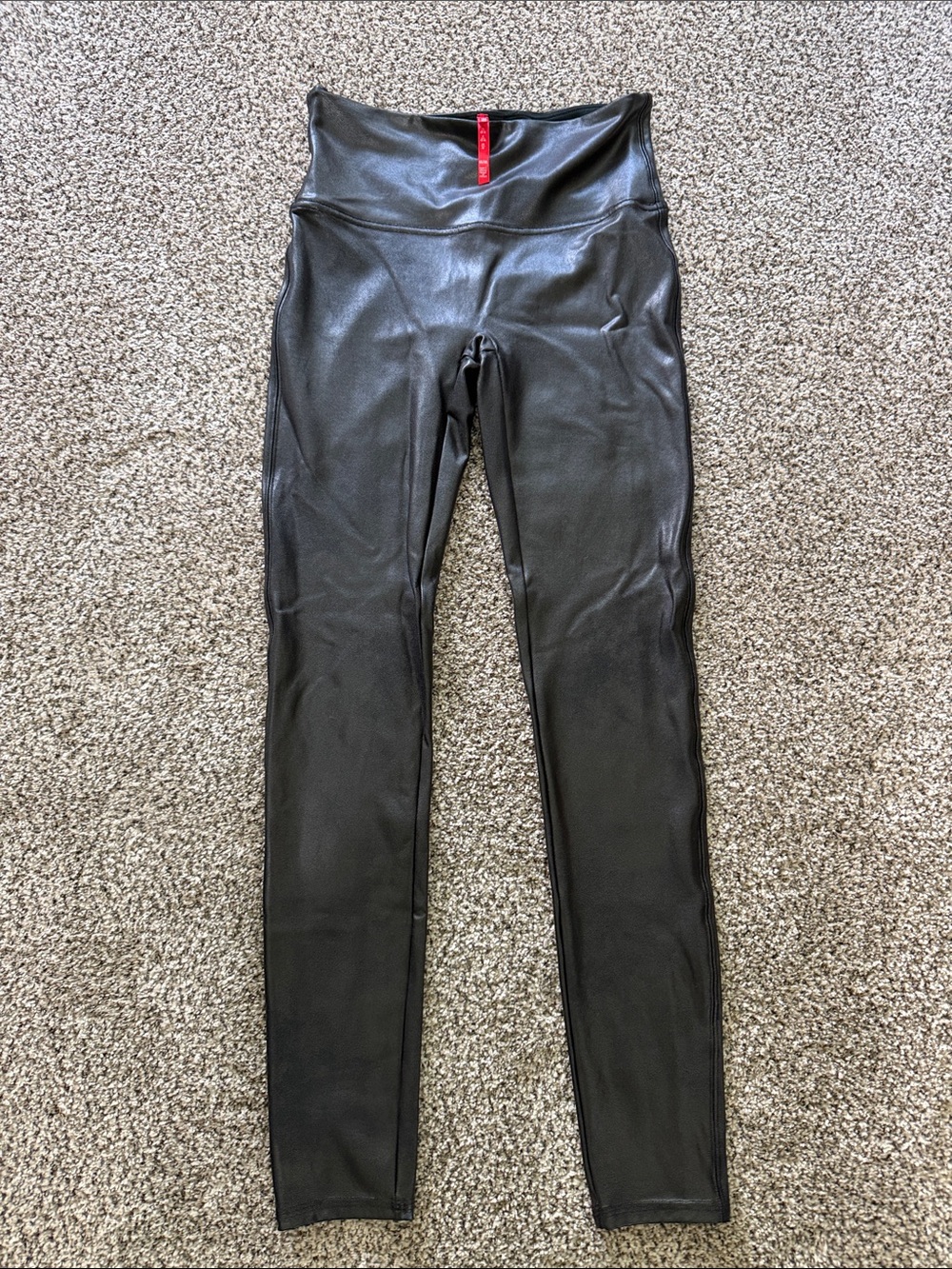 SPANX Black Faux Leather Leggings size Medium. Great condition.